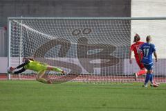 2. Fußball-Liga - Frauen - Saison 2022/2023 - FC Ingolstadt 04 - SC Sand - Torwart Maier Franziska (Nr.1 - FC Ingolstadt 04 ) - König Cindy blau SC Sand - Foto: Meyer Jürgen