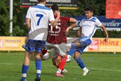Kreisliga - Saison 2023/2024 - Türk SV Ingolstadt - TSV Mümchsmünster - Andre Bräuning weiss M-münster - Adem Ismajli rot Türk SV - Foto: Meyer Jürgen