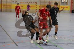 Lotto Bayern Hallencup - Finale - Lindenkreuzhalle Saison 2024/25 - FC Türk Sport Garching - Türk SV Ingolstadt - Dardan Berisha schwarz Türk Sport Garching - Abdulhamit Zorlu schwarz Türk Sport Garching - Anil Kayrancioglu rot Türk Ing. -  - Foto: Meyer 