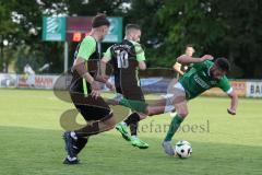Kreisliga - Saison 2023/24 - Relegation zur BZL - FC Gerolfing - SVA Palzing - Alexander Schneider schwarz Palzing foult Christian Träsch grün Gerolfing - XXXXX - Foto: Meyer Jürgen