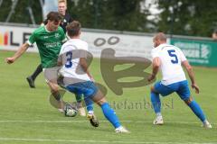 Testspiel - Bezirksliga - Saison 2025/26 - FC Gerolfing - SpVgg Joshofen Bergheim - David Simm grün Gerolfing - Johannes Böck weiss Joshofen Bergheim rechts - Yannick Kneißl weiss #3 Joshofen Bergheim -  Foto: Meyer Jürgen