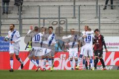 2.BL; FC Ingolstadt 04 - Karlsruher SC; Tor Jubel Treffer Ausgleich 1:1 Kother Dominik (19 KSC) Hofmann Philipp (33 KSC) Wanitzek Marvin (10 KSC) Thomas Keller (27, FCI)