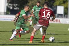 Kreisliga - Saison 2023/2024 - FC Gerolfing - Türk SV Ingolstadt - Anastasios Porfyriadis grün Gerolfing - Raphael Reichenberger rot Ttürk SV - Foto: Meyer Jürgen