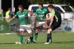Kreisliga - Saison 2023/24 - Relegation zur BZL - FC Gerolfing - SVA Palzing - Stefan Hoffmann grün Gerolfing links- Kilian Oberprieler schwarz Palzing - Foto: Meyer Jürgen