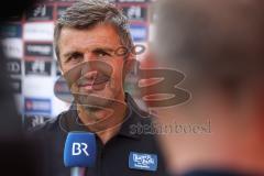 3.Liga - Saison 2023/2024 - FC Ingolstadt 04 -  1. FC Saarbrücken - Cheftrainer Michael Köllner (FCI) im Interview mit dem BR - lacht - Foto: Meyer Jürgen