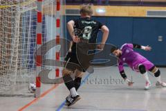 Hallenturnier MTV Ingolstadt - Saison 2025/26 - Türkisch SV Ingolstadt - SV Manching - Yasin Baysal TW Türkisch - Rainer Meisinger schwarz Manching mit einem Tor - jubel - schwarz Manching - Foto: Meyer Jürgen