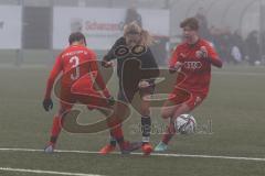 Frauen - Bayernliga - U17 - B-Junioren -  FC Ingolstadt 04 II - FC Forstern - Jünke Hannah schwarz Forstern - Charlotte Theobald #3 rot FCI - Katharina Baumann rot rechts FCI -  Foto: Meyer Jürgen