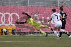 2. Fußball-Liga - Frauen - Saison 2022/2023 - FC Ingolstadt 04 -  SG 99 Andernach - Torwart Anna-Lena  Daum (Nr.22 - FCI Frauen) - #Schraa Caroline weiss Andernach trifft den Pfosten - Foto: Meyer Jürgen