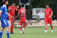 Kreisfreundschaftsspiel - Saison 2024/25 - Kreisfreundschaftsspiel - TSV Ober/Unterh.stadt - FC Fatih - Eron Dervisi (Nr.27 - FC Fatih) mit dem  Der 0:1 Führungstreffer-jubel - David Meier (Nr.14 - FC Fatih) - Foto: Meyer Jürgen