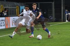 3. Liga; SV Waldhof Mannheim - FC Ingolstadt 04; Zweikampf Kampf um den Ball David Udogu (47, FCI)  Rossipal Alexander (21 WM)