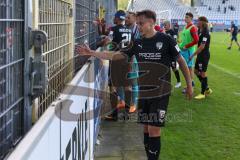 3.Liga - Saison 2022/2023 - SC Freiburg II - FC Ingolstadt 04 - Die Mannschaft bedankt sich bei den Fans - Dominik Franke (Nr.3 - FCI) -  - Foto: Meyer Jürgen