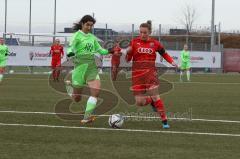 2. Frauen-Bundesliga - Saison 2021/2022 - FC Ingolstadt 04 - VFL Wolfsburg II - Gholami Hasti Wolfsburg grün - Maier Ramona (#18 FCI) - Foto: Meyer Jürgen