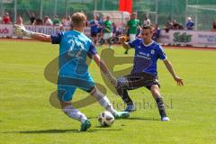 Sparkassenpokal - DJK Ingolstadt - FC Gerolfing - Michael Anspann blau DJK Ingolstadt - Florian Meier Torwart Gerolfing - Foto: Jürgen Meyer