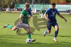 2023_10_28 - Kreisliga - Saison 2023/24 - SV Menning - FC Gerolfing  - Lukas Achhammer grün Gerolfing gibt die Vorlage zum 0:1 Führungstreffer durch Raymond Kreizer - jubel  Korbinian Rankl blau Menning - Foto: Meyer Jürgen