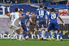 2.BL; Karlsruher SC - FC Ingolstadt 04; Torwart Robert Jendrusch (1, FCI) unter Beschuß Rico Preißinger (6, FCI) Nico Antonitsch (5, FCI) Choi Kyoung-Rok (11 KSC) Filip Bilbija (35, FCI)