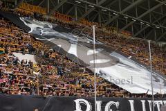 3.Liga - Saison 2022/2023 - Dynamo Dresden - FC Ingolstadt 04 - Fankurve von Dresden - Banner - Choreo - Foto: Meyer Jürgen