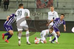 2.BL; Erzgebirge Aue - FC Ingolstadt 04; Dennis Eckert Ayensa (7, FCI) am Boden Stefan Kutschke (30, FCI) Denis Linsmayer (23, FCI) rechts Fandrich Clemens (5 Aue)