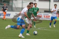 Testspiel - Bezirksliga - Saison 2025/26 - FC Gerolfing - SpVgg Joshofen Bergheim - David Simm grün Gerolfing - Johannes Böck weiss Joshofen Bergheim - Foto: Meyer Jürgen