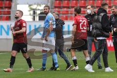 3. Liga - FC Ingolstadt 04 - TSV 1860 München - Diskussion nach dem Spiel, Mölders Sascha (9, 1860) Cheftrainer Tomas Oral (FCI) Robin Krauße (23, FCI) Marc Stendera (10, FCI)