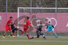 Landesliga Bayern Süd - U17 - B-Junioren -  FC Ingolstadt 04 II - ASV Cham - Neumayer Patrik Torwart FCI  -  Steinhauser Fin #8 mit einer Torchance - Foto: Meyer Jürgen