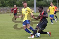 Bayernliga Nord - Saison 2024/25 - Freundschaftsspiel - FC Ingolstadt 04 II - FC Pipinsried - Jason Osei Tutu (Nr.11 - FCI U21) - Mario Götzendörfer gelb Pipinsried  - Foto: Meyer Jürgen