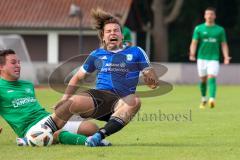 Sparkassenpokal - DJK Ingolstadt - FC Gerolfing - Tom Staudenmeier blau DJK Ingolstadt wird gefoult durch Lukas Schuwirth grün Gerolfing - Foto: Jürgen Meyer