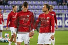 2.BL; Erzgebirge Aue - FC Ingolstadt 04; Thomas Keller (27, FCI) Marcel Gaus (19, FCI) vor dem Spiel