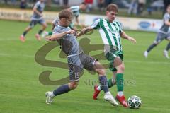 Landesliga - Saison 2025/26 - SV Manching - TSV Jetzendorf - Luca Bienek (Nr.16 - SV Manching) - Frederic Rist grau Jetzendorf - Foto: Meyer Jürgen