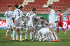 3. Liga - FSV Zwickau - FC Ingolstadt 04 - Tor Jubel Fatih Kaya (9, FCI) am Boden Marc Stendera (10, FCI) Dennis Eckert Ayensa (7, FCI) Merlin Röhl (34, FCI) Marcel Gaus (19, FCI) Filip Bilbija (35, FCI) Michael Heinloth (17, FCI)