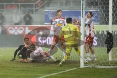 3. Liga; SSV Jahn Regensburg - FC Ingolstadt 04; Tor Jubel Treffer 0:2 Vorlage Marcel Costly (22, FCI) Torwart Gebhardt Felix (1 SSV) Julian Kügel (29, FCI)