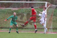 Kreisliga - Saison 2025/26- SV Zuchering - FC Mindelstetten - Jan Schimmack rot Zuchering - Fabian Sangl TW Mindelstetten - Lukas Gaul weiß Mindelstetten  - Foto: Meyer Jürgen
