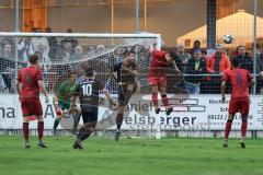 Toto Pokal; FC Sportfreunde Schwaig - FC Ingolstadt 04; Gustav Christensen (24, FCI) verteidigt Fredrik Carlsen (8, FCI) Max Plath (14 FCI) Torwart Kai Eisele (25, FCI)