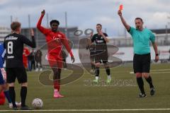 Bayernliga Nord - Saison 2023/24 - FC Ingolstadt 04 II - SC Eltersdorf- Moritz Wiezorrek (Nr.15 - FCI) wird gefoult von Zander Sam schwarz Eltersdorf und bekommt die rote Karte -  - Foto: Meyer Jürgen