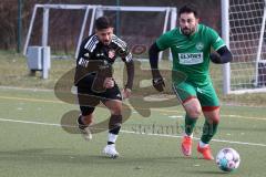 Freundschaftsspiel - Türk SV Ingolstadt - SV Manching - Saison 2023/23 - Abdel Abou-Khalil grün Manching - Melih Soysal schwarz Türk SV - Foto: Meyer Jürgen