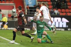 3. Liga; FC Ingolstadt 04 - Erzgebirge Aue; Tor Jubel Treffer Pascal Testroet (37, FCI) 1:0, Torwart Männel Martin (1 Aue) Vukancic Niko (4 Aue)