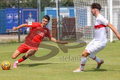 A-Junioren  Bundesliga - FC Ingolstadt 04 - VFB Stuttgart -  Saison 2022/2023- Peric Leon rot FCI - Boyake Benjamin weiss Stuttgart - Foto: Meyer Jürgen