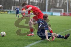 Kreisliga - Saison 2025/26- TSV Kösching - TV Münchsmünster - Maximilian Anthofer blau Münchsmünster - Lukas Kastl rot Kösching - Foto: Meyer Jürgen