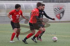 AUDI - Schanzer Amateurcup 2023 - Vorrunde - Türk SV Ingolstadt - SV 66 Pondorf - Aytac Mandaci schwarz Türk SV - Philipp Schupp rot Pondorf #2 - Kilian Brick rot Pondorf #4 - Foto: Meyer Jürgen