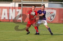 Bayernliga Süd - Saison 2021/2022 - FC Ingolstadt 04 II - Schwaben Augsburg - Gashi Egson (#7 FCI) - Julian Löschner Augsburg rechts - Foto: Meyer Jürgen