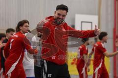 Lotto Bayern Hallencup - Lindenkreuzhalle Saison 2024/25 - FC Deisenhofen - Türk SV Ingolstadt - Ertugrul Topcu rot Türk SV Ing. - jubel - XXXXX - Foto: Meyer Jürgen
