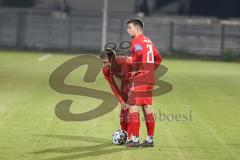 Bayernliga Süd - Saison 2022/2023 - FC Ingolstadt 04 -  VFB Hallbergmoos - Götzendorfer Mario (Nr.23 - Fc Ingolstadt 04 II) - Senger Michael (Nr.21 - Fc Ingolstadt 04 II) - beim Freistoss - Foto: Meyer Jürgen