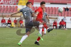 Bayernliga Süd - Saison 2021/2022 - FC Ingolstadt 04 II - VfB Hallbergmoos - Gashi Egson (#7 FCI) - Mathias Strohmeier grau Hallberg - Foto: Meyer Jürgen