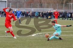 A - Junioren Bundesliga Süd/Südwest -  Saison 2021/2022 - FC Ingolstadt 04 - Heidenheim - Causevic Benjamin (#17 FCI) - Ehmann Kevin Torwart Heidenheim  - Foto: Meyer Jürgen