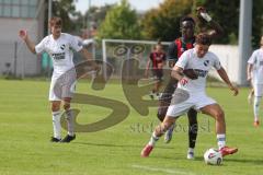 *** Bayernliga Nord - Saison 2025/26 - FC Ingolstadt 04 II - ATSV Erlangen - Jason Osei Tutu (Nr.11 - FC Ingolstadt II) - Lukas Kuschka weiss Erlangen - Foto: Meyer Jürgen