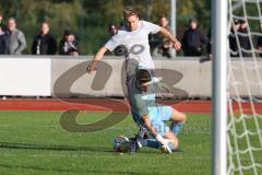 Kreisliga - Saison 2023/2024 - FC Fatih Ingolstadt - TSV Münchsmünster - Maximilian Anthofer grau Münchsmünster - Marco Ernhofer Torwart Fatih - Foto: Meyer Jürgen