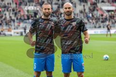 2.BL; FC St. Pauli - FC Ingolstadt 04, SchanzenGeber, Initiative des FCI, Sondertrikot von Puma, Warmup, Rico Preißinger (6, FCI) Nico Antonitsch (5, FCI)