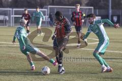 *** A-Junioren Bundesliga  - Saison 2025/26 - FC Ingolstadt 04 - SpVgg Greuther Fürth - Oladosu Omotolani schwarz FCI - Lober Jannik links Fürth - Foto: Meyer Jürgen