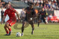 Freundschaftsspiel - Saison 2025/26 - FC Ingolstadt 04 II - Delay Sports - Jason Osei Tutu (Nr.11 - FC Ingolstadt II) - Robin Charles Traboulsi (Nr.4 - Delay Sports) - Foto: Meyer Jürgen