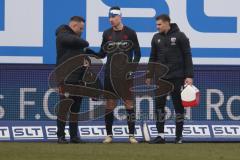 3. Liga - Saison 2025/26 - Hansa Rostock - FC Ingolstadt 04  - Georgios Antzoulas (Nr.6 - FCI) mit Kopfverband - XXXXX - Foto: Meyer Jürgen