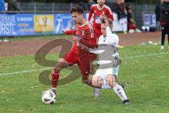 Kreisklasse - Saison 2023/2024 -SV Stammham - TSV Kösching - David Ostermeier rot Kösching - Jonas Kern weiss Stammham - Foto: Meyer Jürgen